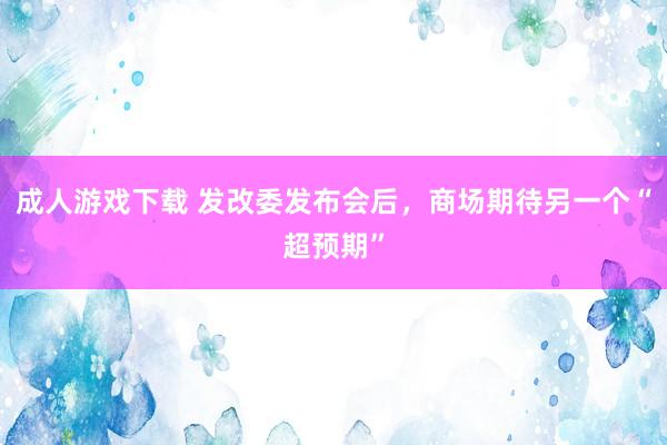 成人游戏下载 发改委发布会后，商场期待另一个“超预期”