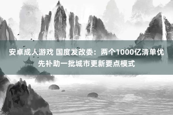 安卓成人游戏 国度发改委：两个1000亿清单优先补助一批城市更新要点模式
