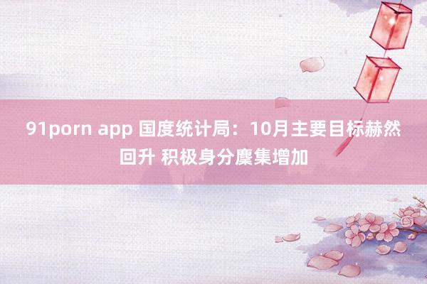 91porn app 国度统计局：10月主要目标赫然回升 积极身分麇集增加