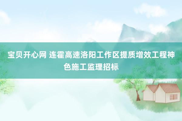 宝贝开心网 连霍高速洛阳工作区提质增效工程神色施工监理招标