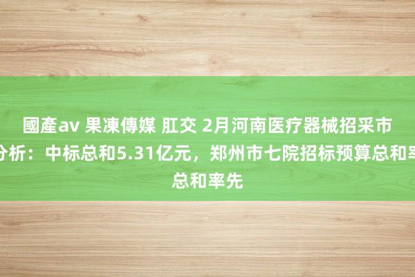 國產av 果凍傳媒 肛交 2月河南医疗器械招采市集分析：中标总和5.31亿元，郑州市七院招标预算总和率先